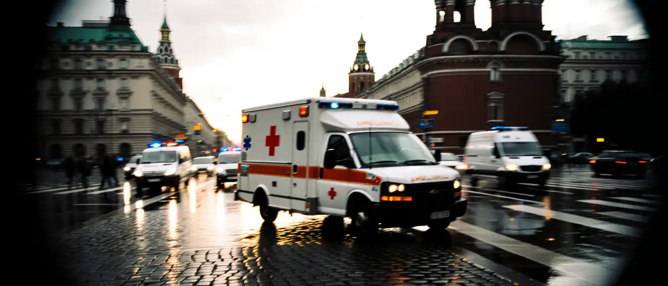 Центр Москвы в заложниках у ДТП: машина скорой помощи перевернулась на перекрестке