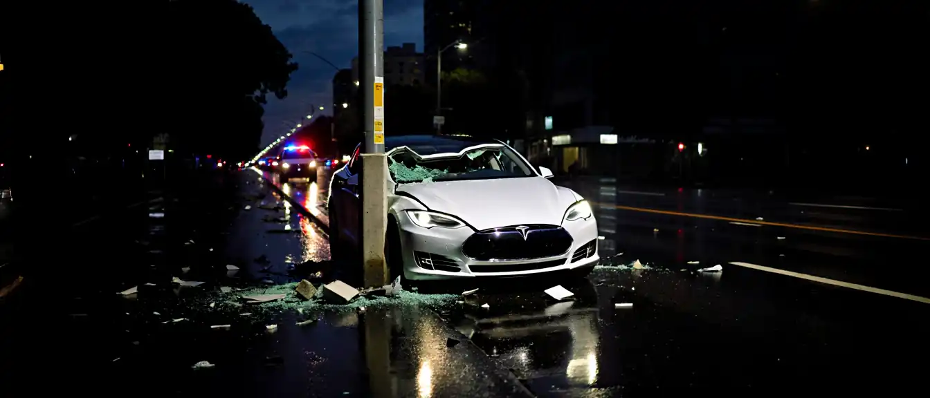 Роковой удар в Энгельсе: электромобиль Tesla протаранил опору ЛЭП, унеся жизнь пассажира