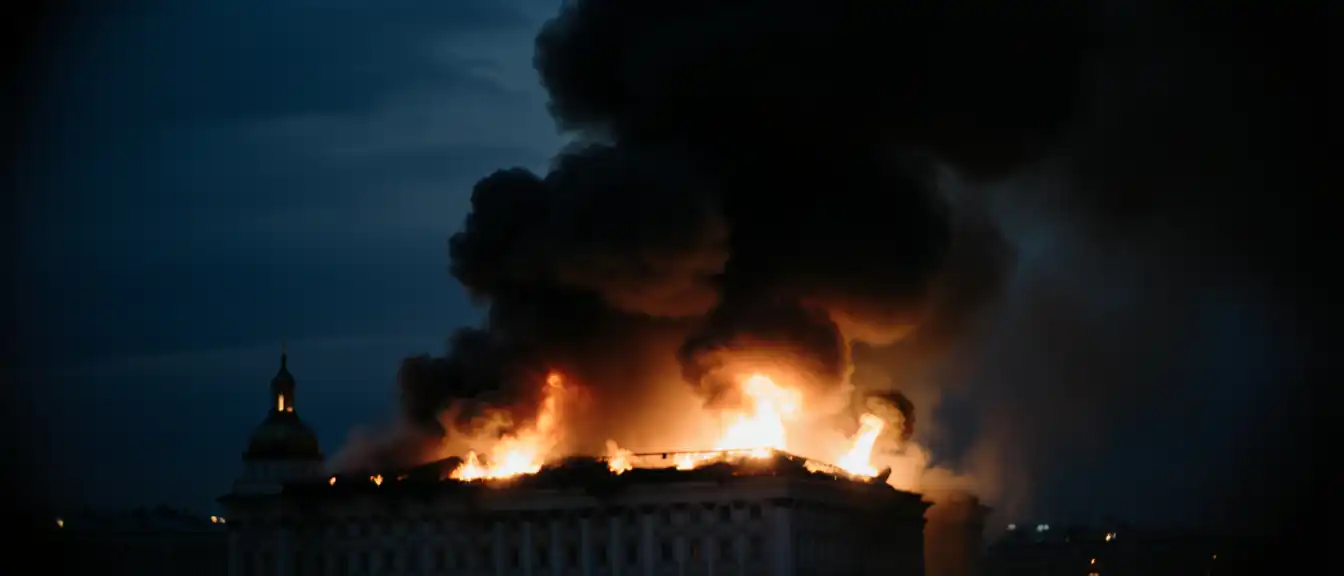 Огонь захватил крышу петербургского ДК «Выборгский»: площадь возгорания увеличилась