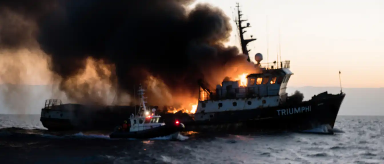 Пожар на камчатском судне «Триумф» произошел во время подготовки экипажа к ремонтным работам