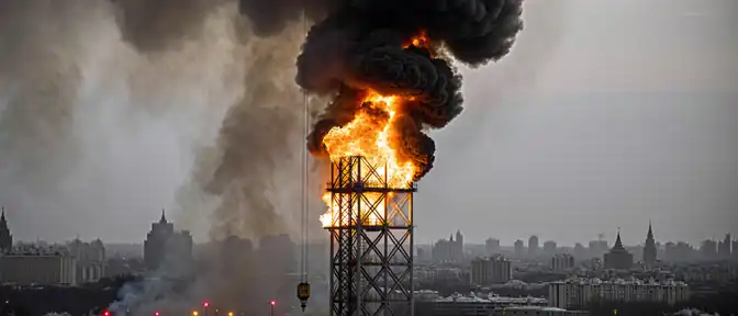 Огонь на стройплощадке: возгорание крана парализовало движение на СВХ
