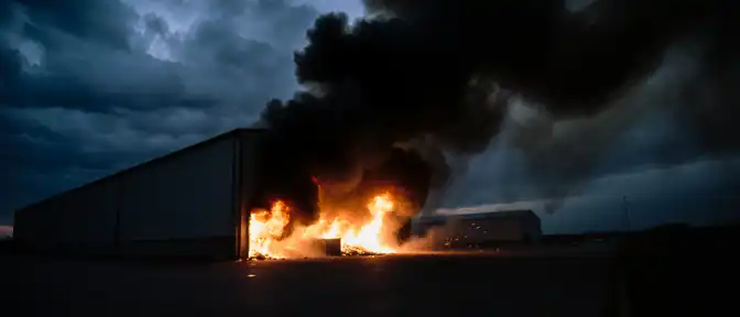Сильный ветер осложняет ликвидацию пожара на складском комплексе в Ростовской области