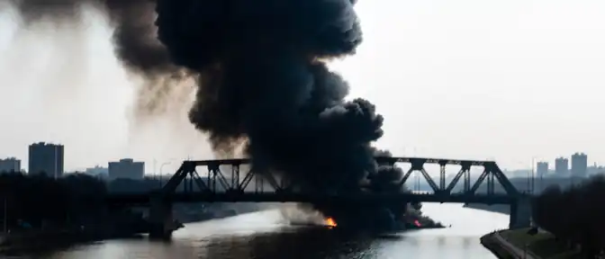 В окрестностях киевского Северного моста зафиксировано возгорание